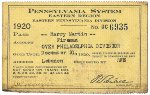 PRR Employee Martin Pass, Front Side, 1920